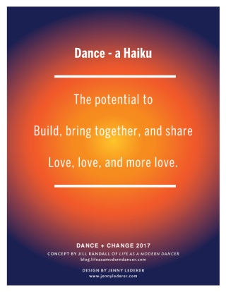 Graphic of a haiku poem. The colors radiate out like the sun - yellow, orange, red, purple.